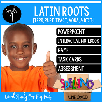 Preview of Latin Roots TERR, RUPT, TRACT, AQUA, DICT Spelling Word Work Unit