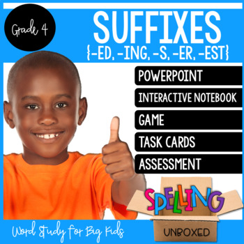 Preview of Suffixes ED, ING, S, ER, & EST Spelling Word Work Unit