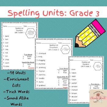 Preview of Spelling Units for Entire Year - Grade 3