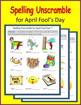 Preview of Spelling Unscramble for April Fools' Day