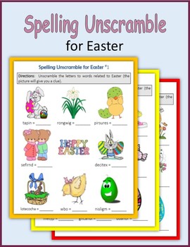 Preview of Spelling Unscramble for Easter