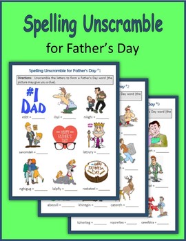 Preview of Spelling Unscramble for Father's Day