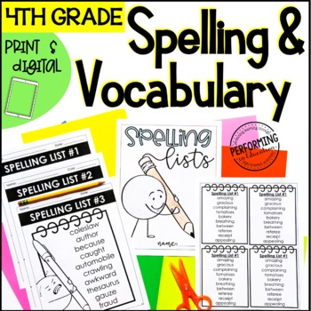 Preview of Spelling & Vocabulary Activities | Spelling Lists | Word Work | 4th Grade