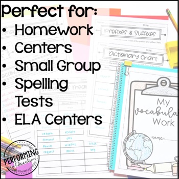 Spelling & Vocabulary Activities | Spelling Lists | Word Work | 5th Grade