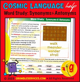 Preview of Spelling, Vocabulary & Grammar: Synonyms & Antonyms - Montessori Word Study