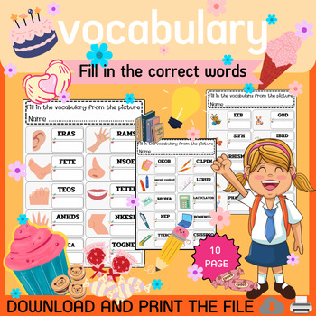 Preview of Spelling Vocabulary fill in the correct words