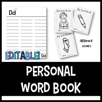 Preview of Spelling or Writing Word Book EDITABLE
