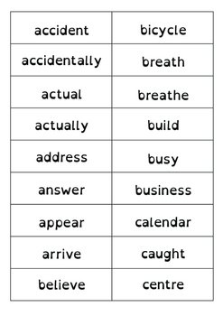 Spelling Word Flash Cards/Checklist - KS2 - UK 2014 by BlueBanana