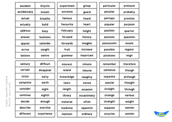 Spelling Word Flash Cards/Checklist - KS2 - UK 2014 by BlueBanana
