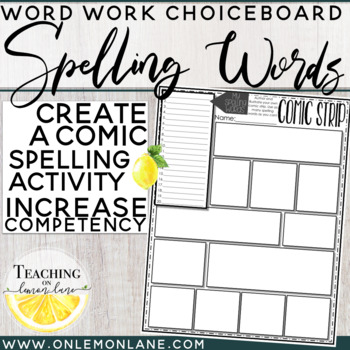 Preview of Spelling Word Practice Create Comic Strip Word Work Activity