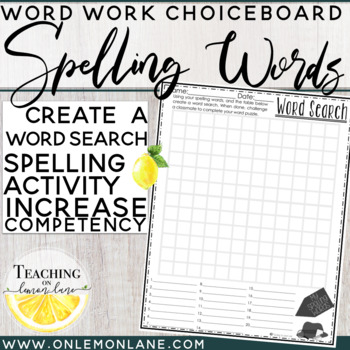 Preview of Spelling Word Practice Create Your Own Word Search Word Work Activity