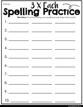 Spelling Word Practice Worksheets for ANY list * Print and Go* K-5