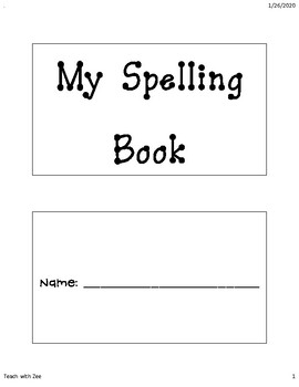Preview of Spelling Wordbank book (READY TO PRINT)