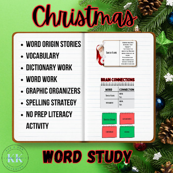 Preview of Spelling Words 4th Graders| Etymology| Christmas Activity| Spelling Strategy