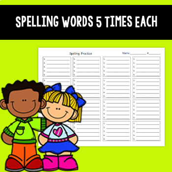Preview of Spelling Words 5 Times Each