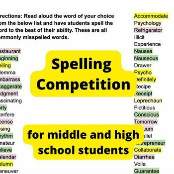 Preview of Spelling Words: A healthy competition for all