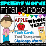 1st Grade Spelling Word Flash Cards (editable) - Whole Year!