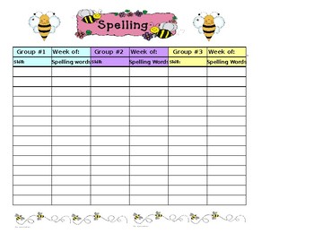 Preview of Spelling Words Lists for Multiple Groups