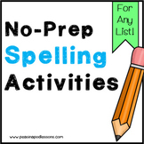 Spelling Words Practice 2nd 3rd 4th 5th Grade Word Work Ce