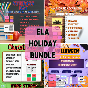 Preview of Spelling Words for 4th Graders, 5th Graders, and 6th Graders| Holiday Bundle