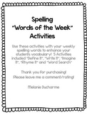 Spelling Words of the Week Activities