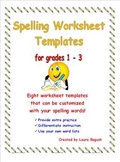 Spelling Worksheet Templates Pack! Customize with your wor