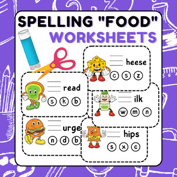 Preview of Spelling Worksheet “food”