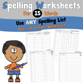 Spelling Worksheets for 15 Words by Teacher's Take-Out | TpT