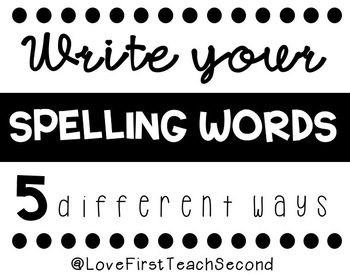 Preview of Spelling Write Your Words 5 Ways