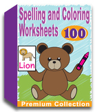Spelling and Coloring Worksheets for Kindergarten (100 Wor