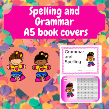 Preview of Spelling and Grammar A5 book covers happy girls