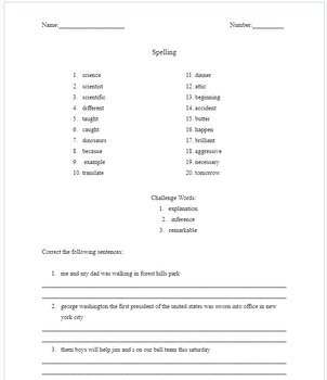 Preview of Spelling and Grammar Practice 1