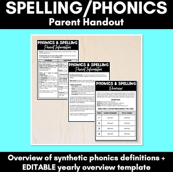 Preview of Spelling and Phonics Parent Handout EDITABLE