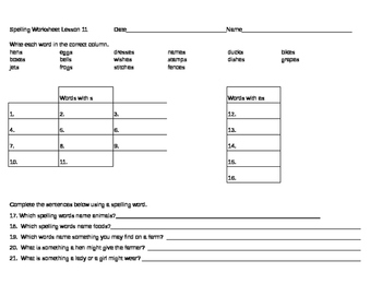 Preview of Spelling and Reading Vocabulary Worksheets