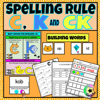 Preview of Spelling Rule c, k and ck worksheets | CK Rule Poster | Digraph CK