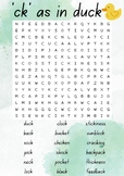 Spelling 'ck' as in duck Word Search