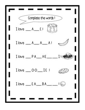 spelling food words by msnivea teachers pay teachers