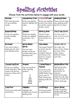 Grade 1 - Spellings for a Year Spellings and activities for 6 year olds