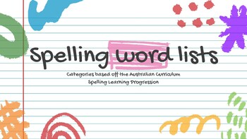 Preview of Spelling lists based off the Australian Curriculum Spelling Learning Progression