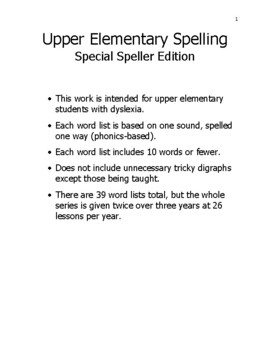 Preview of Spelling lists for upper elementary dyslexic students