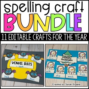 Preview of Editable Spelling or Phonics Activities for the Year