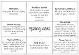 Spelling practice ideas and choices grid Daily 5 Word Work