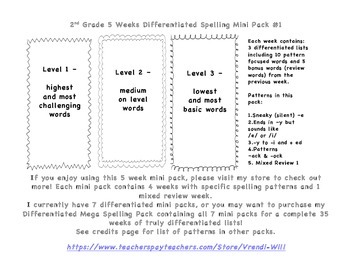 Preview of Differentiated Spelling, silent e, y /e/ or /i/, y to i add ed, ack and ock