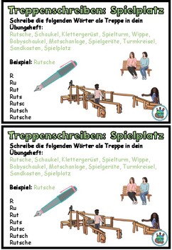 Preview of Spelling staircase "Auf dem Spielplatz" | Treppenschreiben | Deutsch | German