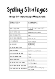 Spelling strategies chart Hints and ways to learn spelling