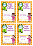 Spelling test mini award certificates