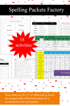 Preview of SpellingPackets Factory- Customizable word work packets made easy-3 versions!