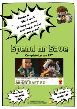 Preview of Spend or save bundle PPT lesson 7-9 years with Homework & Preview