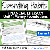 SPENDING HABITS: Financial Literacy-Transition-Worksheets-