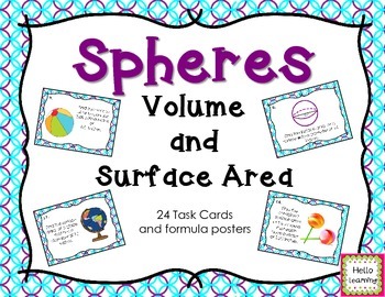 Preview of Spheres- Volume and Surface Area- 24 Task Cards